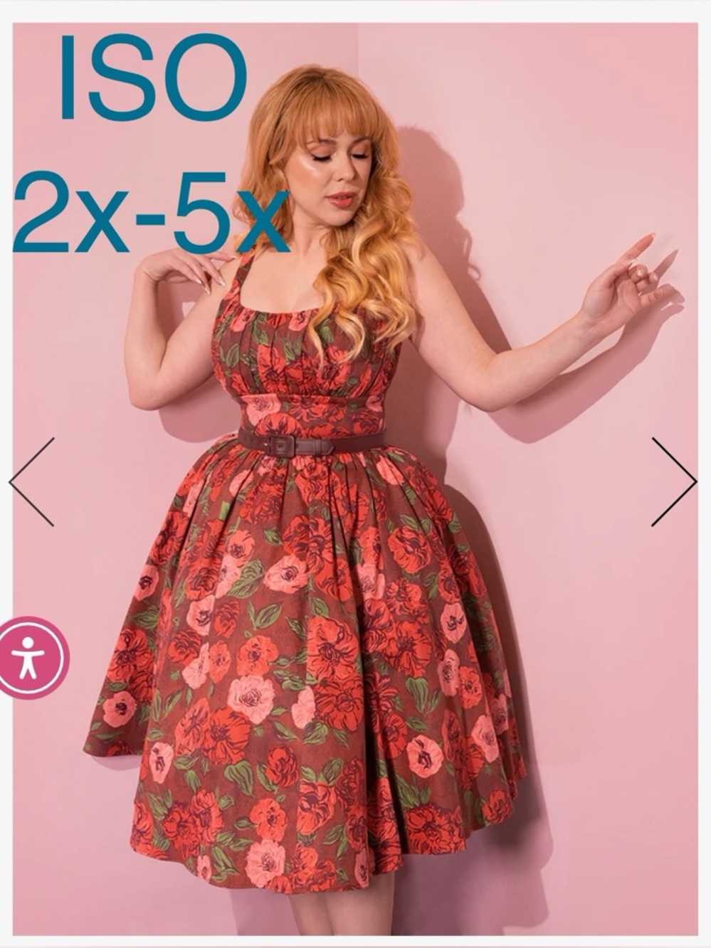 ISO Vixen by Micheline Pitt Chocolate Roses Ingenue Dress 2x, 3x, 4x